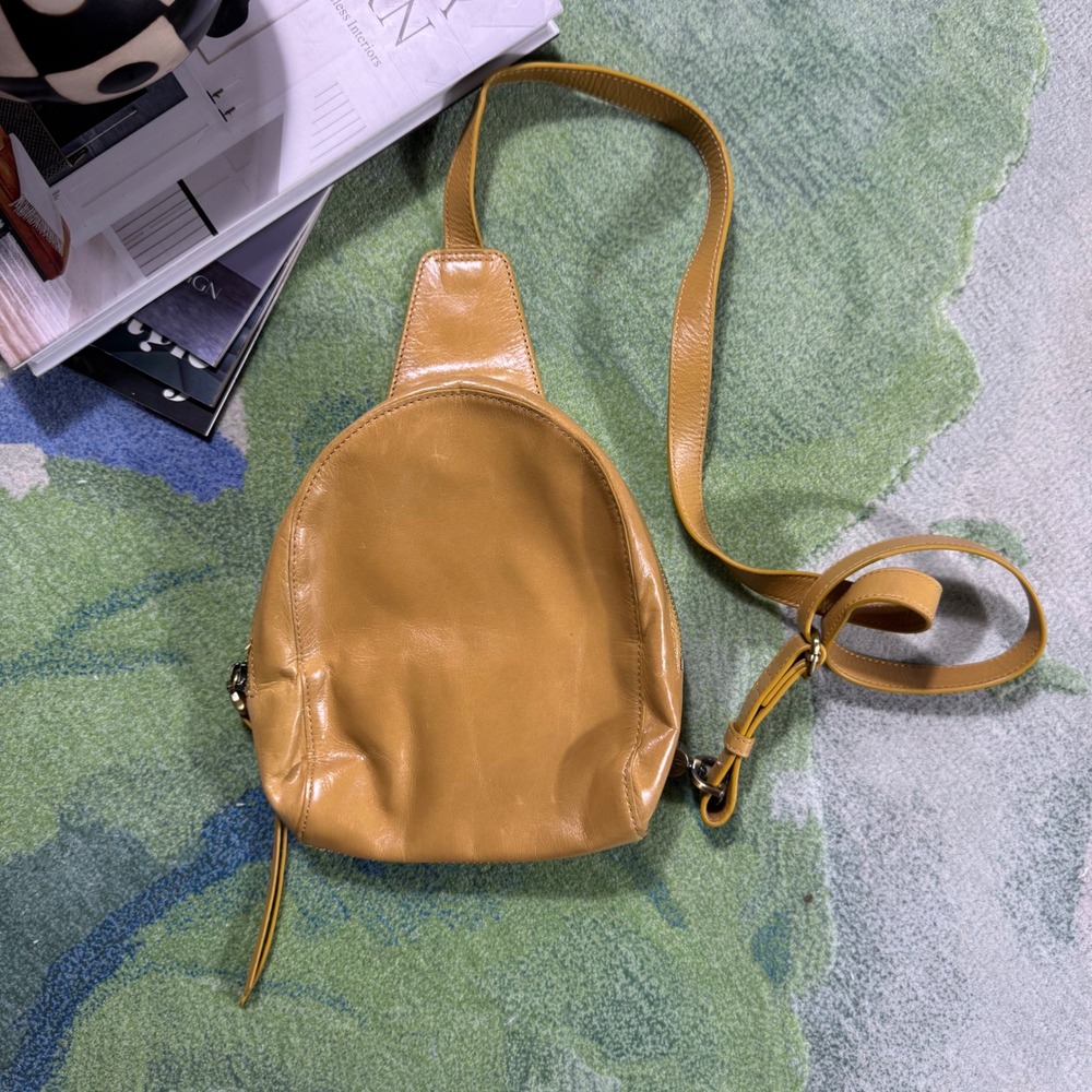 Hobo International Sling Bag Honey Ginger Leather Crossbody Backpack Purse